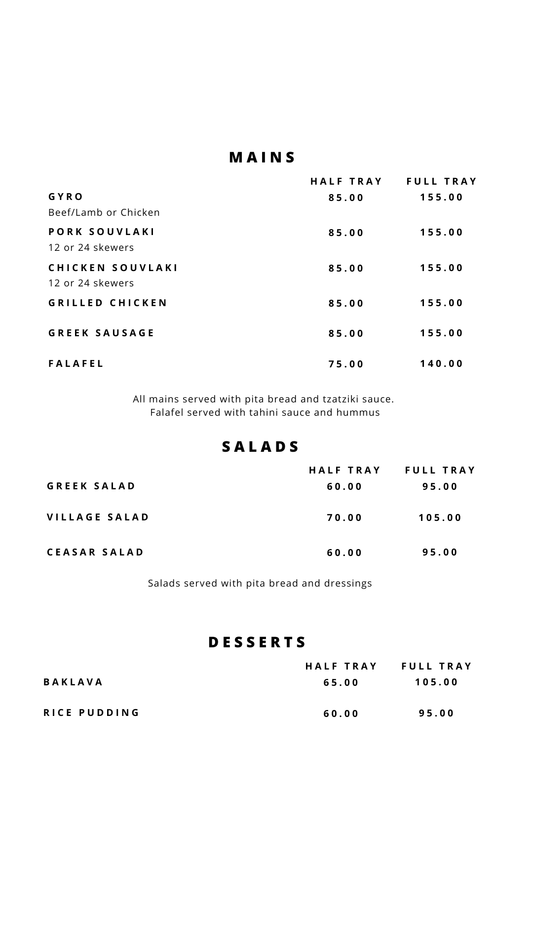 Catering Menu Page 2