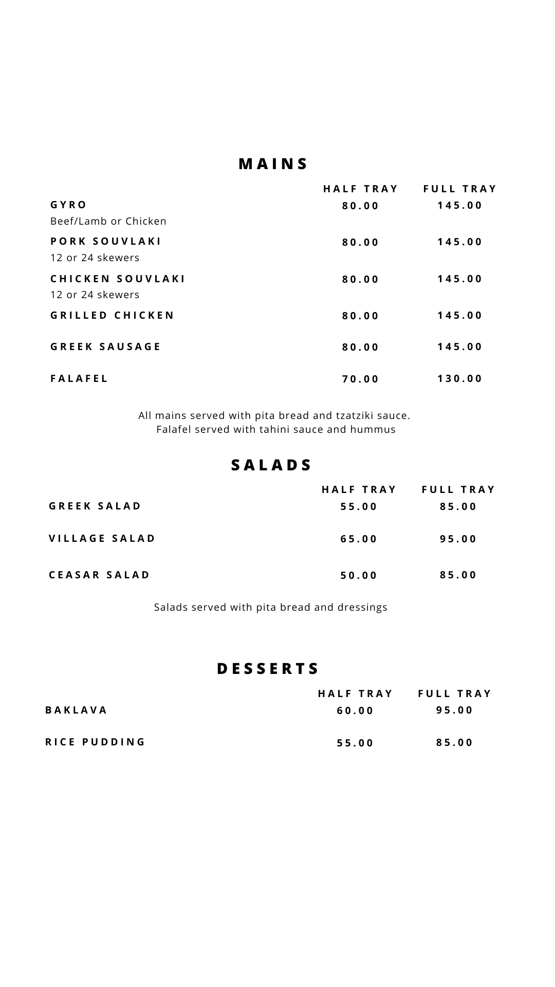 Catering Menu Page 2